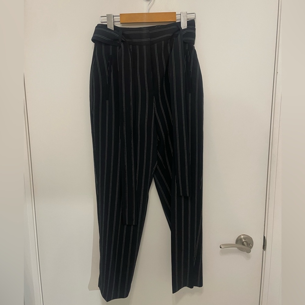 Wilfred black and white striped front tie pant